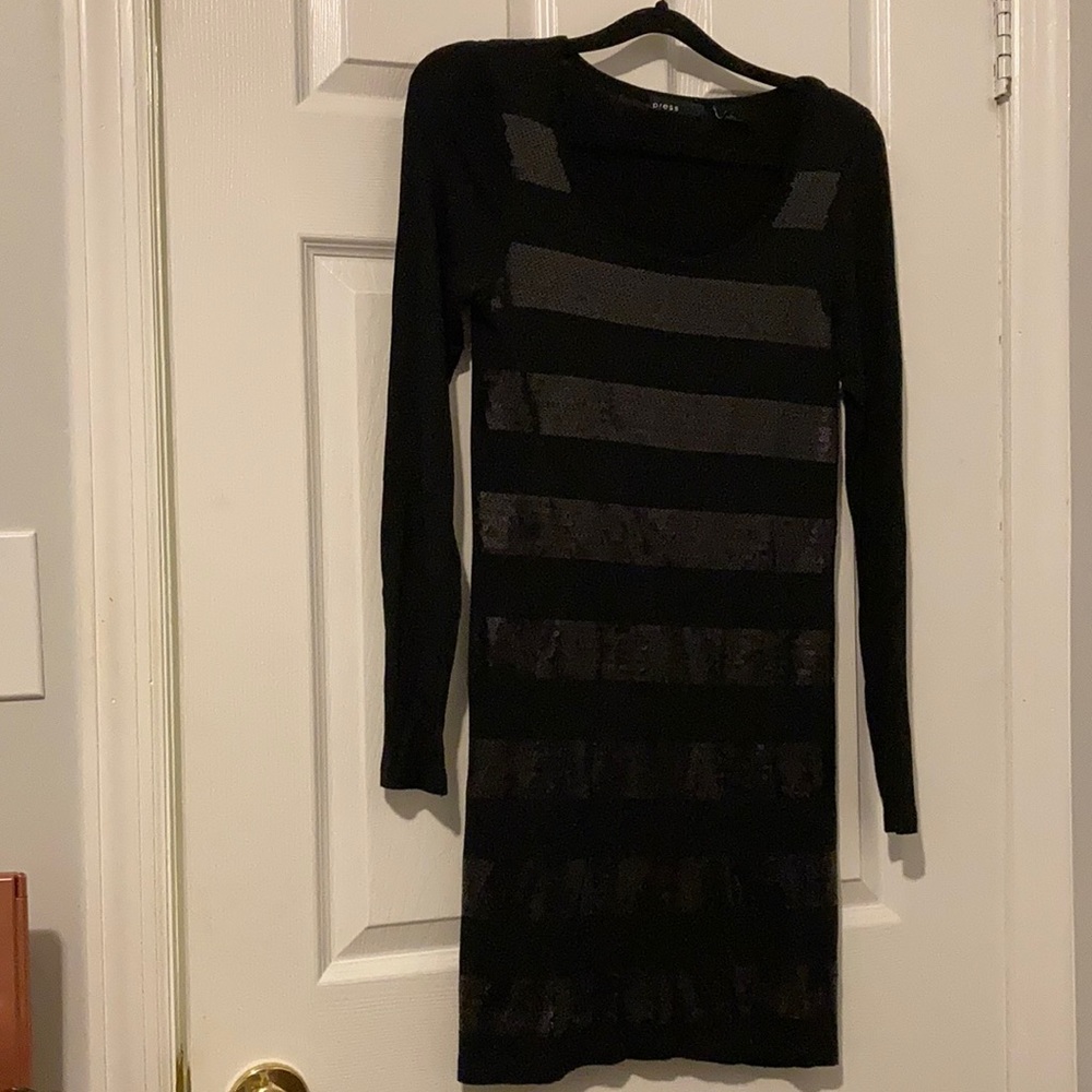 Black  long sleeve sequin dress